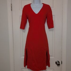 Diane Von Furstenberg Red V-Neck Stretch Midi Dress Size 6